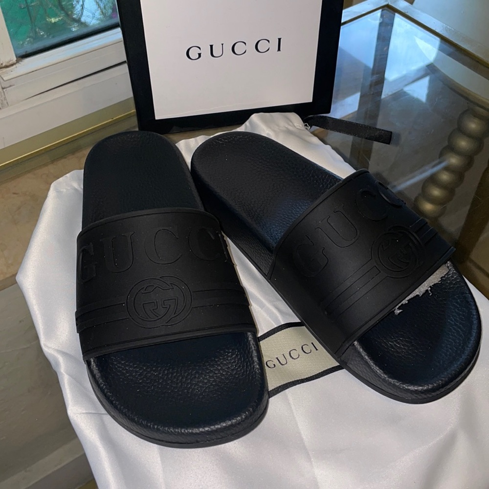 Gucci slides.